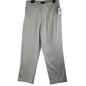 NEW Nautica Pants Mens 32X29 Beige Clipper Relaxed Fit Khaki Straight Flat Front